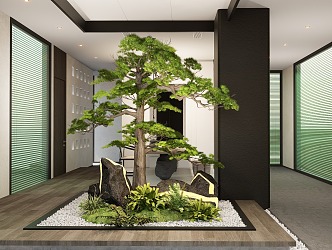 New Chinese Style Indoor Landscape Landscaping Plant Landscaping Pine Tree Landscape Stone 3d model