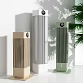 Modern Air Cooler Fans in Beige White Green Colors With Palm Plant and Vertical Design