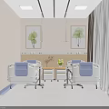 Bright Hospital Room Interior With Two Beds Wooden Headboards Green Plant Paintings And Flower Vase