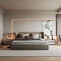 Modern Bedroom Interior Design With Upholstered Headboard Nightstands Wardrobe And Accent Chair
