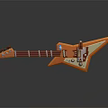 Orange Triangular Body Electric Bass Guitar With Unique Design And Metal Components