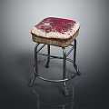 Padded Stool With Red Beige Seat And Metal Frame Design For Home Use