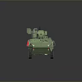 Green Military Wheeled Tank Featuring Six Wheels Antenna Weapon System And Storage Boxes