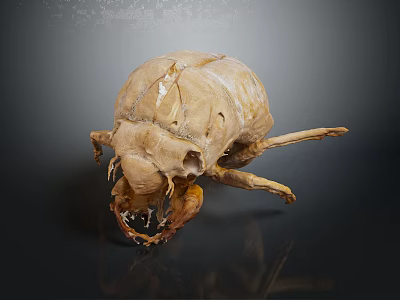 Dried Brown Insect Specimen With Detailed Exoskeleton Legs And Head On Black Background 3d model