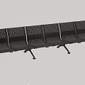 Outdoor Public Metal Bench With Concrete Wall Railing And Brick Pavement