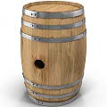 Rustic Wooden Barrel With Metal Hoops And Hole For Home Decoration