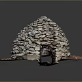 Ancient Stone Dome Structure Standing On Red Ground Scenic View 3d model
