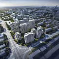 Aerial Planning of Urban Development With High Rise Buildings Roads and Green Areas