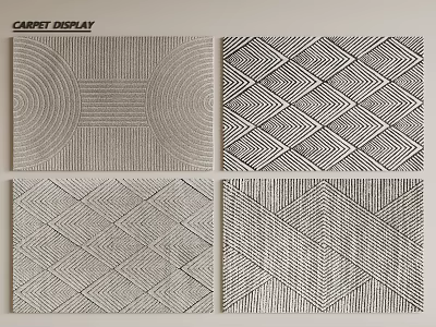 Square Carpets Featuring Modern Geometric Patterns And Various Designs On 3d model