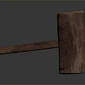 Rustic Handcrafted Wooden Mallet Weapon With Natural Texture And Long Handle
