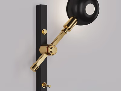 Modern Black and Gold Metal Wall Lamp with Adjustable Arm and Sleek Minimalist Design 3d model