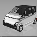 White Small City Car With Black Roof And Modern Minimalist Urban Design