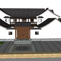 Traditional Chinese Ancient Architecture With Classic Roof Overhanging Eaves White Walls And Wooden Door