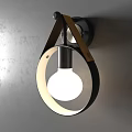 Modern Circular Ring Wall Lamp with Globe Bulb and Metallic Black Gold Frame 3d model