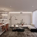 Modern Home Theater Interior With Leather Sofa Projector Area Rug And Floor Lamp