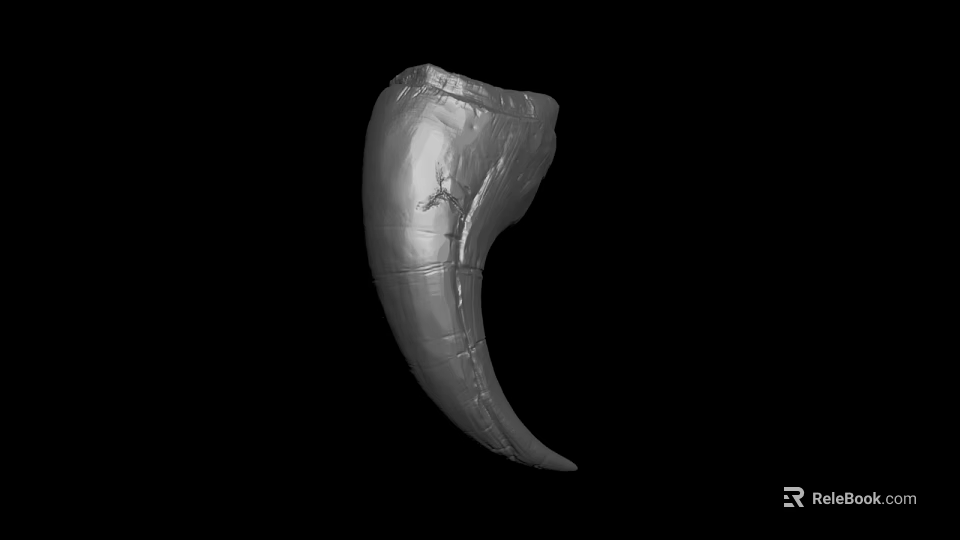 Realistic Silver Gray Tusk With Detailed Textured Surface On Black Background 3d model 