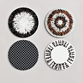 Round Rugs With Patterned Designs Including Radial Checkerboard And Textured Prints 3d model