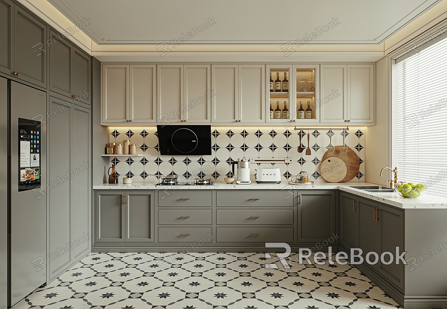 Cream kitchen French kitchen model