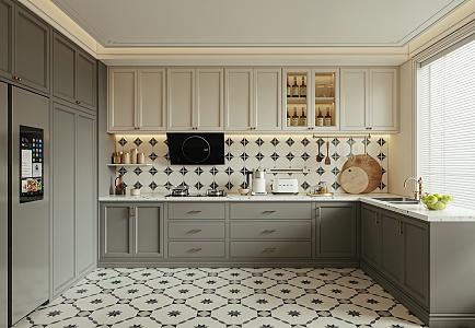 Cream kitchen French kitchen 3d model