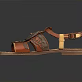 Stylish Red Leather Sandals With Decorative Buckle And Vintage Design Straps