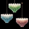 Red Black White Crystal Chandeliers With Tiered Cylindrical Design And Modern Style