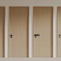 Modern Light Wood Hinged Doors With Sleek Design On White Wall 3d model