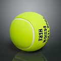 Yellow Tennis Ball With Your Design Here Text On Reflective Surface 3d model