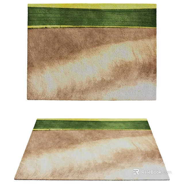 Brown Square Rug With Green Border And Soft Gradient Texture Design 3d model 