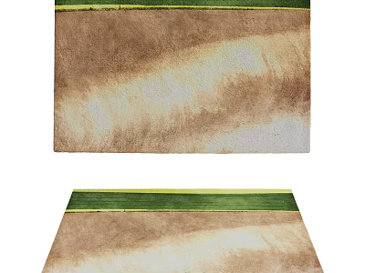 Brown Square Rug With Green Border And Soft Gradient Texture Design 3d model