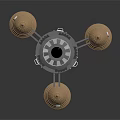 Space Rocket Model Design With Golden Thrusters And Metallic Structure