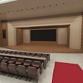 Modern Conference Room Interior With Rows Of Seats Large Projection Screen And Ceiling Lighting