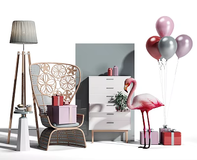 Nordic Gift Box Balloon Leisure Chair Ornaments 3d model