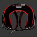 Man Wearing Black And Red Harness For Safety Work Equipment Use