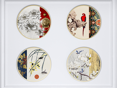 New Chinese Style Round Frame Painting Hanging Painting model