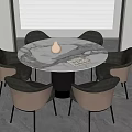 Modern Dining Table and Chair Round Dining Table 3d model