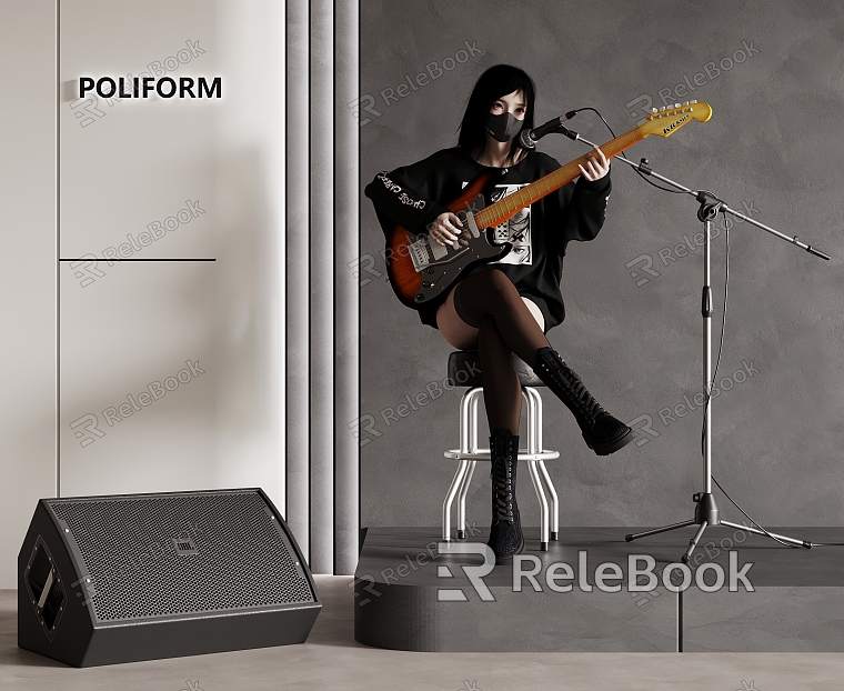 character guitar singer sound microphone model