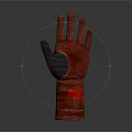 Brown Leather Glove With Black Palm Area And Red Accent For Daily Use