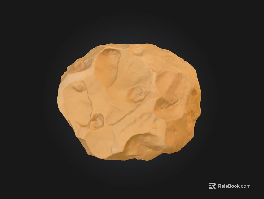Yellow Stone With Rough Textured Surface And Natural Wood Material Accents 3d model 