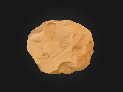 Yellow Stone With Rough Textured Surface And Natural Wood Material Accents 3d model