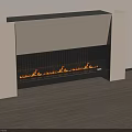 Modern Linear Fireplace With Black Grille And Realistic Flame Effect In Living Space