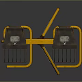 Industrial Lighting Combination With Two Lantern Style Lights On Yellow Tripod Stand