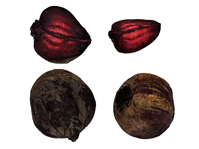 Fresh Raw Beets Whole And Sliced Red Root Vegetables On White 3d model