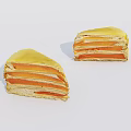 Tasty Sliced Mille Crepe Cake With Yellow Crepe Layers And Orange Filling