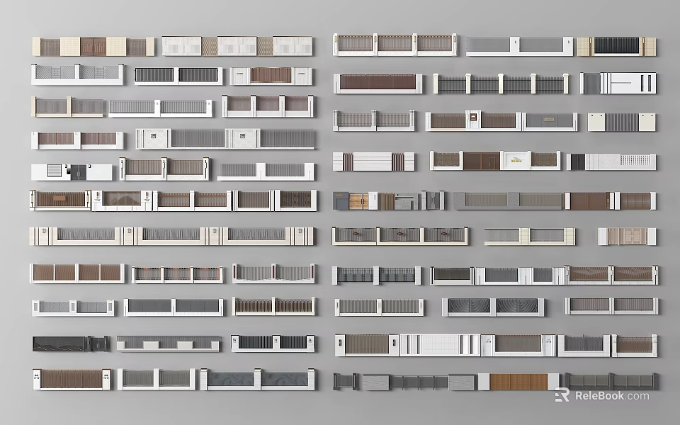 Various Building Exterior Wall Panel Designs With Different Materials And Textures 3d model 
