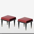 Stylish Sofa Stools Featuring Red Cushions Black Legs And Golden Accents Set Of Two