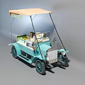 Vintage Blue UTRO Car With Canopy Loaded With Various Drinks And Snacks