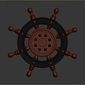 Red And Black Decorative Ship's Wheel As Home Living Decor Item