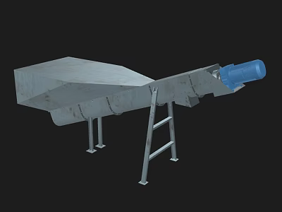 Industrial Conveyor Equipment With Metal Frame Blue Motor And Support Legs 3d model