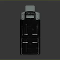 Black Military Weapon Device With SIGN Text And Cylindrical Metallic Structure