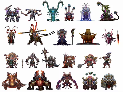 Unique Fantasy Game Movie Characters With Mythical Creature Designs Armor And Weapons 3d model
